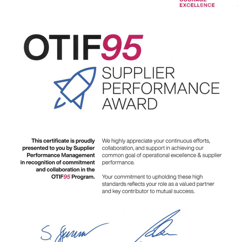 GMT Aktuelles OTIF95 - Supplier Performance Award