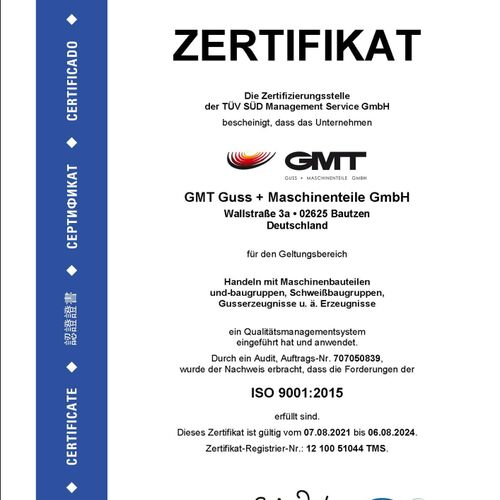 GMT Aktuelles Erfolgreiches Überwachungsaudit ISO 9001:2015