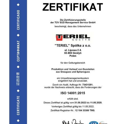 GMT Aktuelles Zertifizierung Gießerei TERIEL